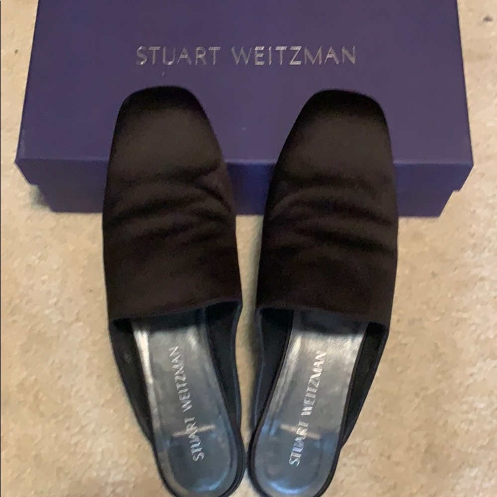 Stuart Weitzman Black Satin Slide